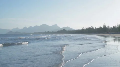 Nature view of 4k Resolution. The waves are hitting the beach. Stock Footage 147355150