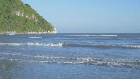 Nature view of 4k Resolution. The waves are hitting the beach. Stock Footage 148777674