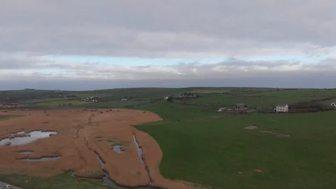 Nature view of green fields and bog lands .colors. Video stock 106425667