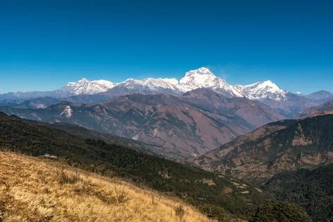 Nature view of Himalayan mountain range along pooh hill Photos