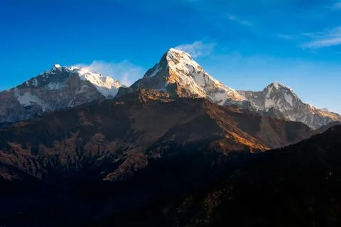 Nature view of Himalayan mountain range at Poon hill view point,Nepal Foto stock