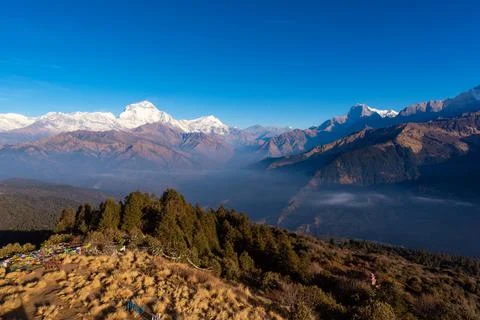 Nature view of Himalayan mountain range at Poon hill view point,Nepal. Photos