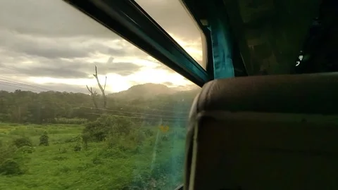 Nature view outside the window of a running train, train travel transportation Stock Footage 306335094