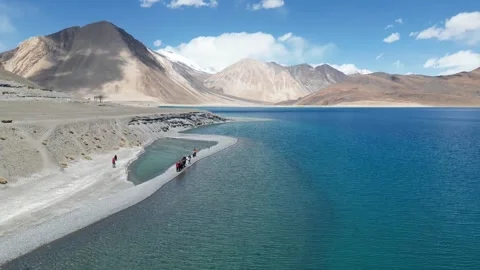 Nature view at pangong tso with beach line  Stock Footage 241729848
