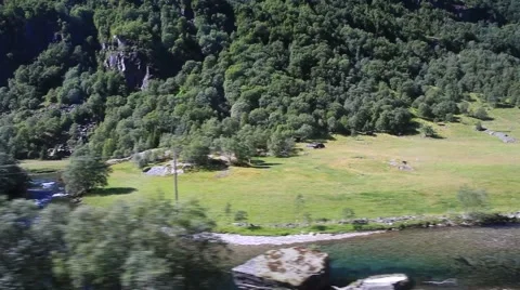 Nature view from the train in Norway Stock Footage 40051815