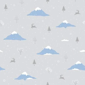Nature village on winter seamless pattern for new year or Christmas theme Stock Illustration