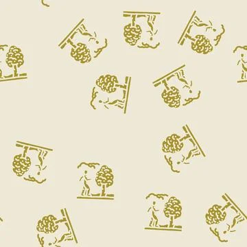 Nature walk spring glyph vector seamless pattern イラスト素材