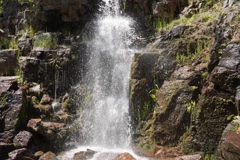 Nature in the waterfall view between the rocks Stock Photos