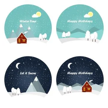 Nature - winter landscape. Stock Illustration