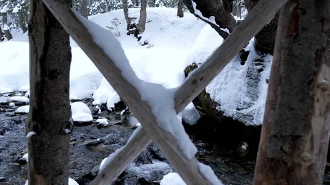 Nature in winter. River in mountains Stock Footage 87878798