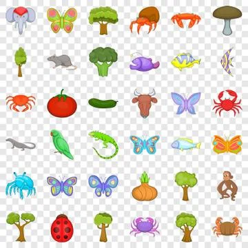 Nature world icons set, cartoon style イラスト素材