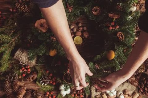 Nature wreath making Stock Photos