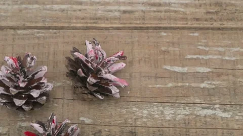 Natures Beautiful Decor Pine Cones on Rustic Wooden Plank Surface for Aesthetic Stockbeeldmateriaal 292434452