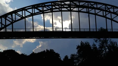 Nature's Landscape: Bridge and Trees Silhouette Stock Footage 239884395