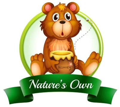 A nature's own label with a bear Stock Illustration