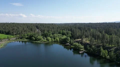 Nature's Tranquility: A Mesmerizing Drone Flight over Fish Lake, Washington Stock Footage 242197417
