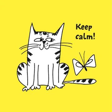 Naughty kitten hand drawn vector illustration Stock Illustration