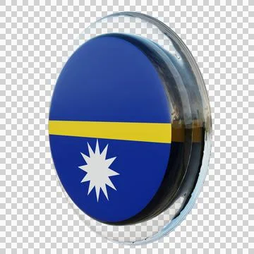 Nauru 3d illustration flag on pole. Wood flagpole Illustrazione stock