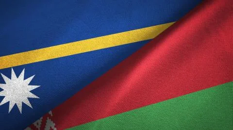 Nauru and Belarus two flags textile cloth, fabric texture Stock-Illustration