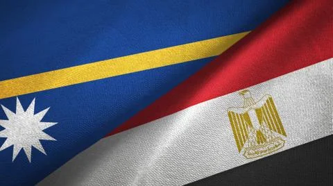 Nauru and Egypt two flags textile cloth Stock Illustration