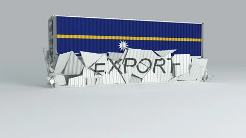 Nauru container with the flag falls on top of a container labeled EXPORT Stock Footage 124601560