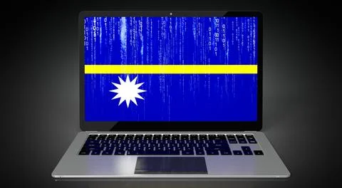 Nauru - country flag and binary code on laptop screen Stock Illustration