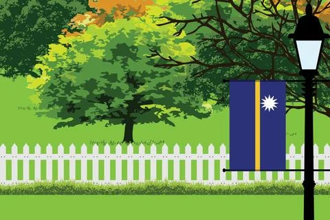 Nauru Day Trees Lamp Vector Illustration Stock Illustration