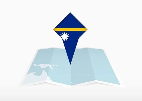 Nauru is depicted on a folded paper map and pinned location marker with fla.. Stock Illustration