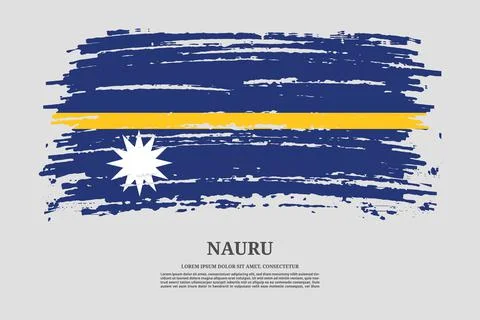 Nauru flag with brush stroke effect and information text poster, vector Stock Illustration