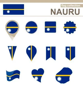 Nauru Flag Collection Stock Illustration