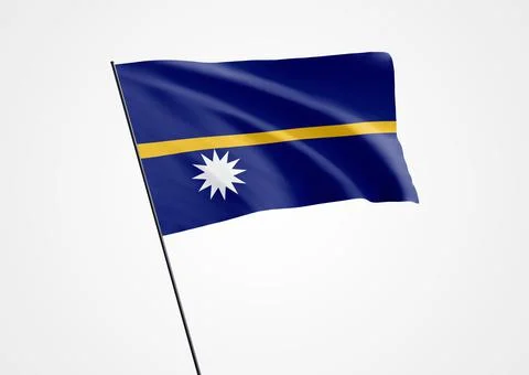 Nauru flag flying high in the isolated background Illustrazione stock