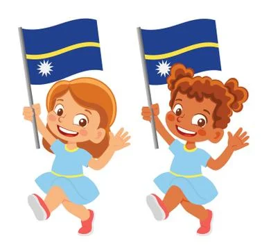 Nauru flag in hand set Stock Illustration