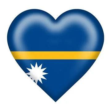 Nauru flag heart button with clipping path Stock Illustration