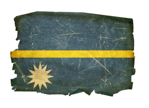Nauru flag old, isolated on white background. Stock Photos