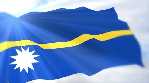 Nauru Flag Seamless Loop 4k 60fps on Sky Background Stock Footage 340618877