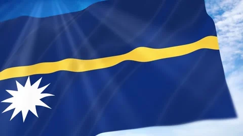 Nauru Flag Seamless Loop 4k 60fps on Sky Background Stock Footage 341675648