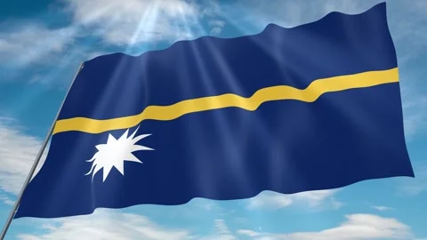 Nauru Flag Seamless Loop 4k 60fps on Sky Background Stock Footage 341761756