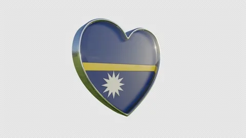 Nauru Flag in the Shape of 3D Heart. Stock Footage 138564714