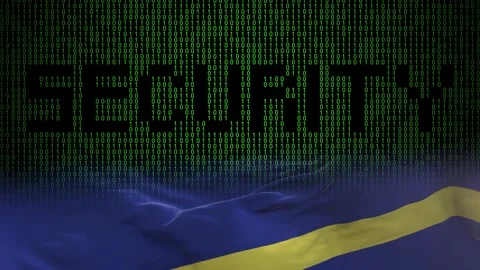 Nauru flag - Waving flag on matrix binary code background Stock Footage 321422450