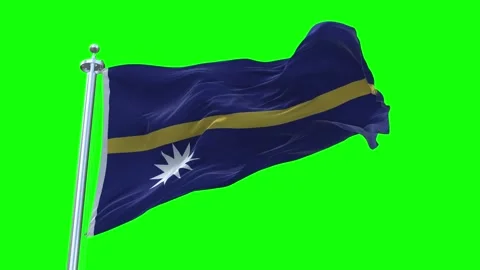 Nauru Flag Waving in Loopable and Textured green screen background Stock Footage 296877025