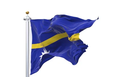 Nauru flag waving looping with transparent background. Vídeo Stock 329371367