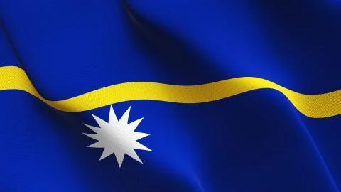 Nauru flag waving on wind. Stock Illustration