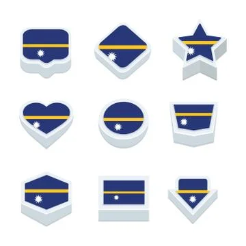 Nauru flags icons and button set nine styles Stock Illustration