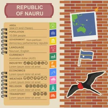 Nauru infographics, statistical data, sights Stock Illustration