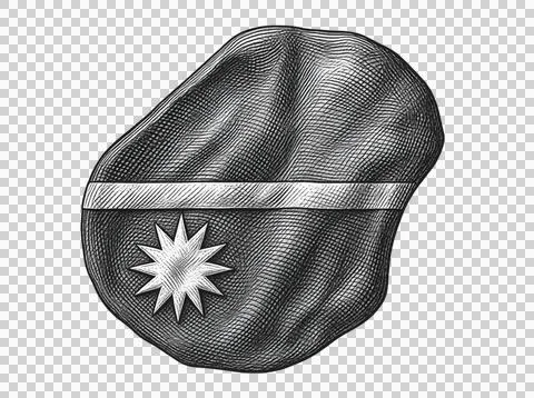 Nauru island map engraved style illustration with national flag. Stock Illustration