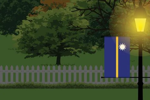 Nauru Night Trees Lamp Vector Illustration Stock Illustration