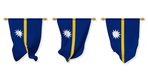 Nauru Wall Hanging Flag Waving in the Wind, 3D Rendering Stock Footage 229840411