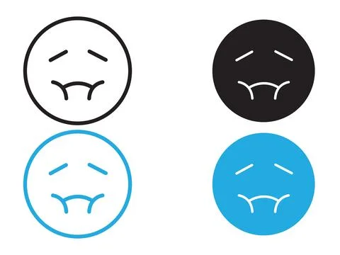 Nausea icon black and white vector outline sign Stock Illustration