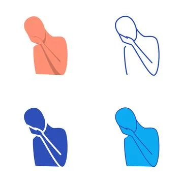 Nausea icon set in flat and line style Stock Illustration