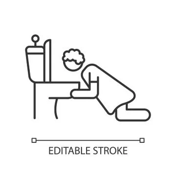 Nausea pixel perfect linear icon. Morning sickness. Early symptom of pregnancy Stock Illustration